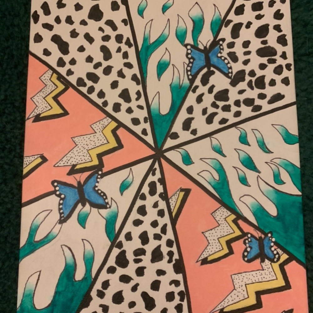 butterfly, cow, lightning, flame painting